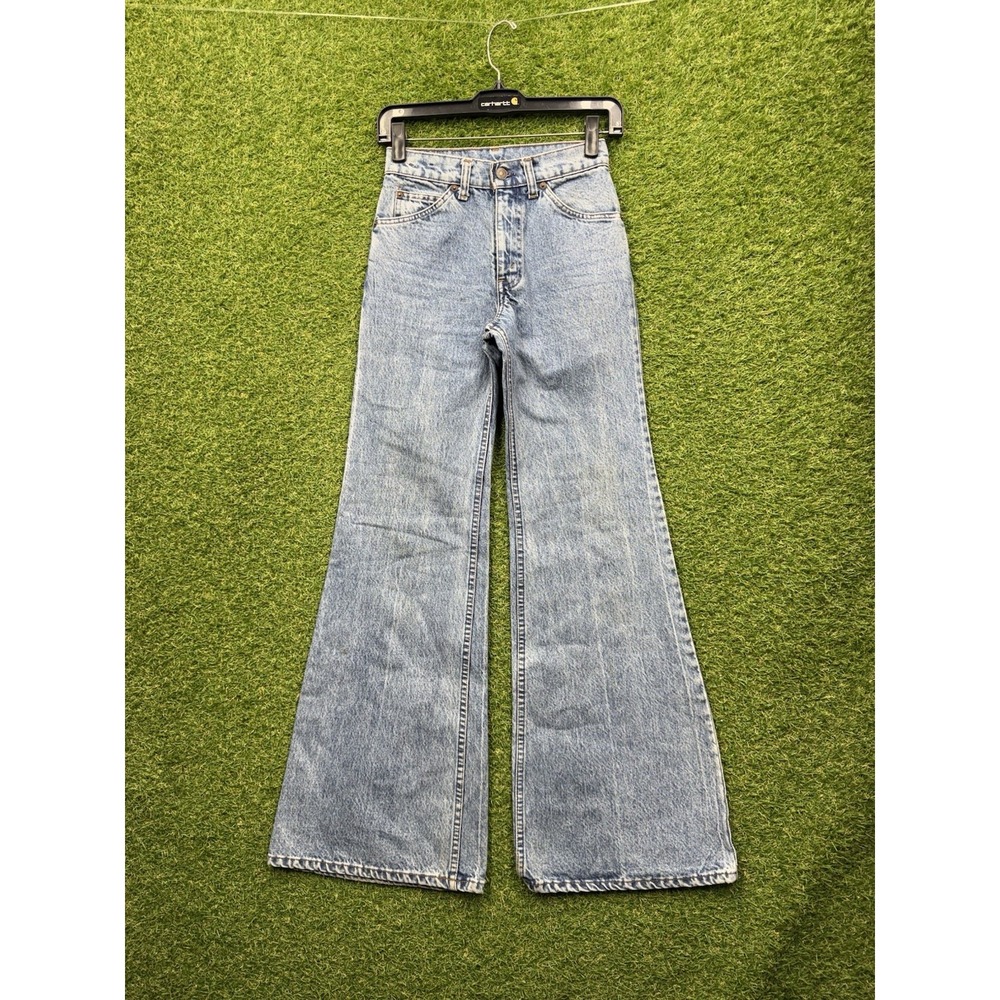 Vintage 80s Levis 684 Jeans Womens 24x32 Orange Tab Bellbottom Flare Faded Denim